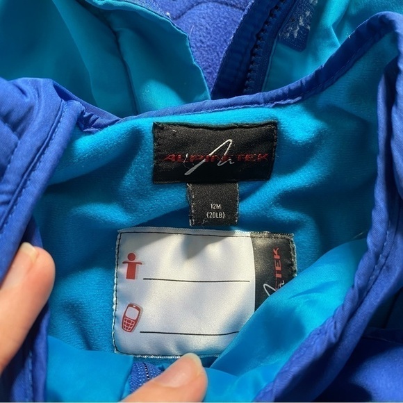 Alpinetek Baby 12 Month Blue 2-Piece SnowSuit w/ Mitts and Booties - Picture 7 of 9